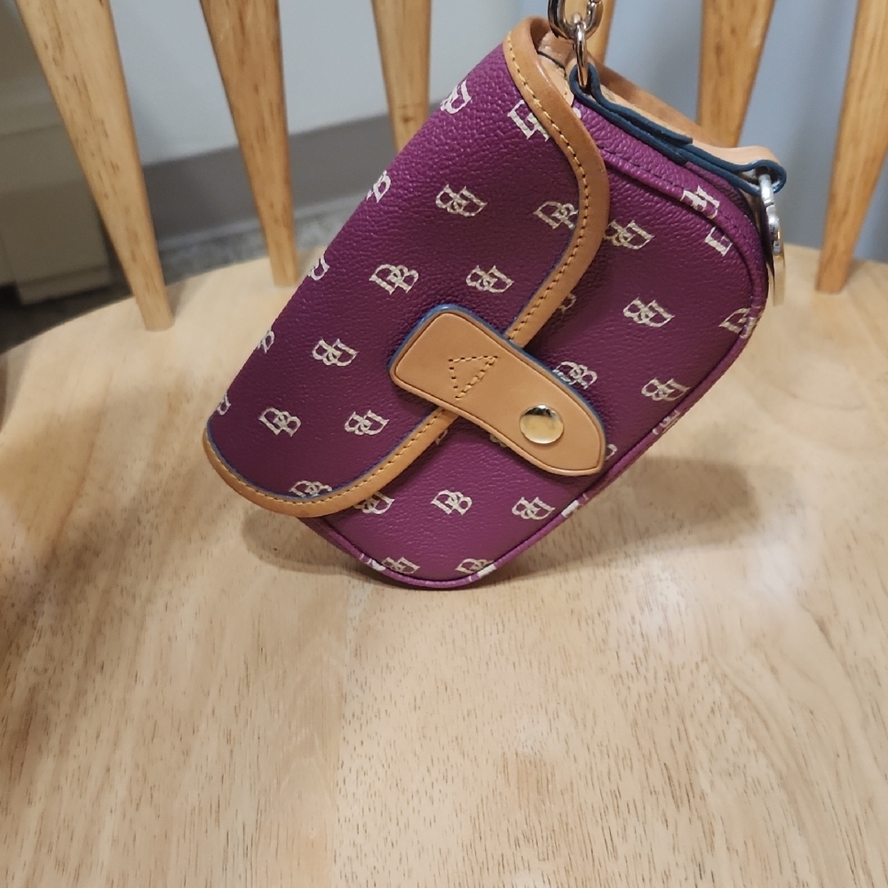 Dooney & Bourke Plum and Tan Logo Wristlet - Picture 4 of 6